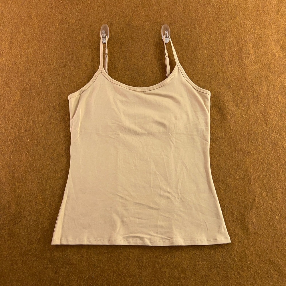 Pact Womens Large Beige Organic Cotton Adjustable Strap Camisole Tank Top New